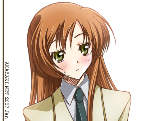1girl, akazaki_yasuma, blazer, blush, close-up, code_geass, female, frown