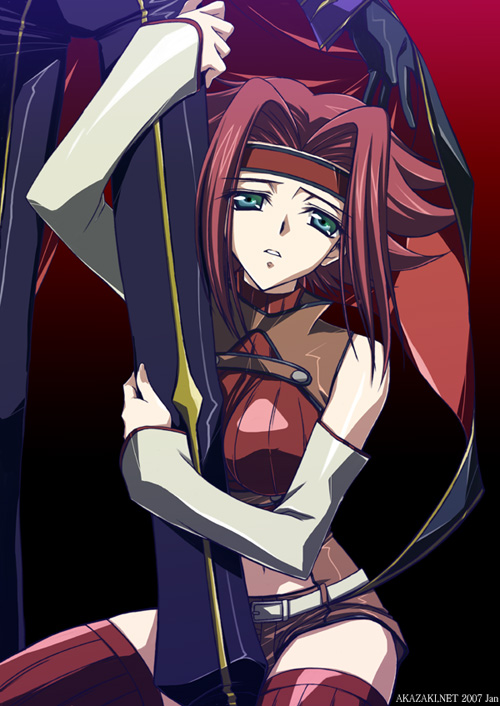 1boy, 1girl, akazaki_yasuma, bare_shoulders, belt, blue_eyes, breasts, cape