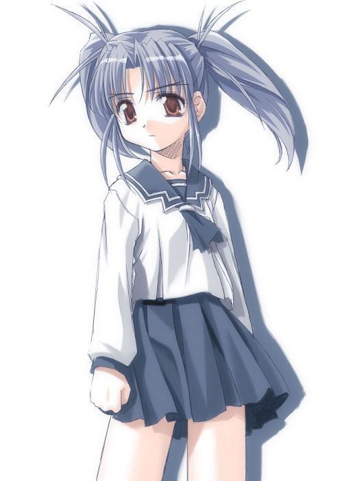 1girl, daiakuji, grey_hair, orange_eyes, school_uniform, serafuku, shadow, short_twintails