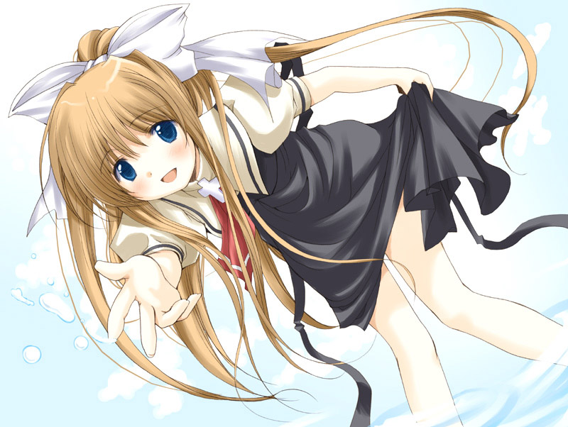 air, cross, kamio_misuzu, long_hair, patoto, ponytail, ribbon
