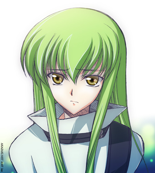 akazaki_yasuma, c.c., code_geass, green_hair, yellow_eyes
