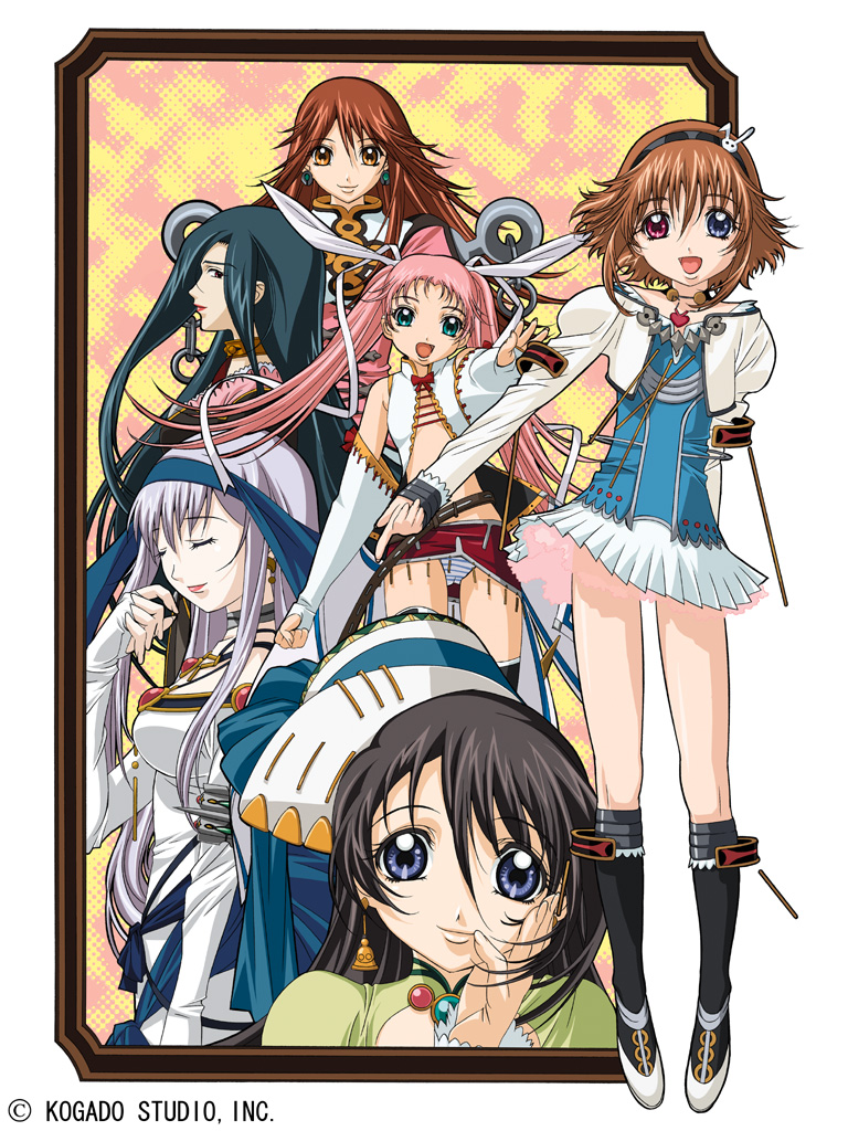 arte_sema, black_hair, blue_eyes, brown_hair, everyone, fia_note, gotou_keiji, green_eyes, heterochromia, lasty_farson, long_hair, panties, pantyshot, pink_hair, rabbie_detective, red_eyes, saaria_wynes, seerry_farson, silver_hair, stephanie_ranclay, striped, striped_panties, underwear, yellow_eyes