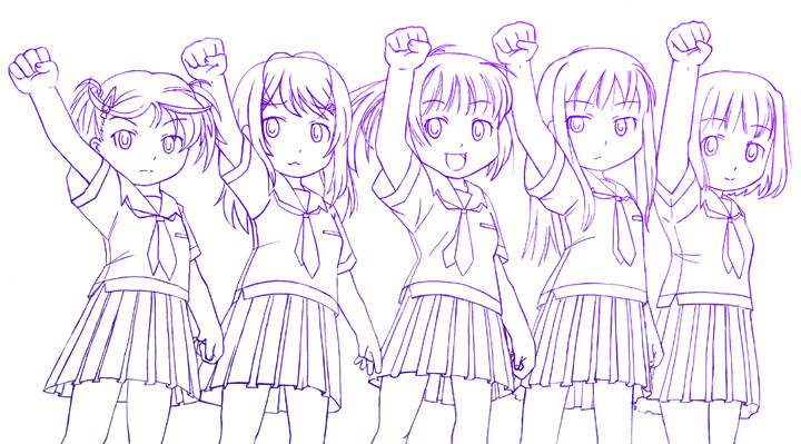 5girls, :3, futami_eriko, gakuen_utopia_manabi_straight!, hoshino_yuumi, kimi_kiss, kuryuu_megumi, massugu_go