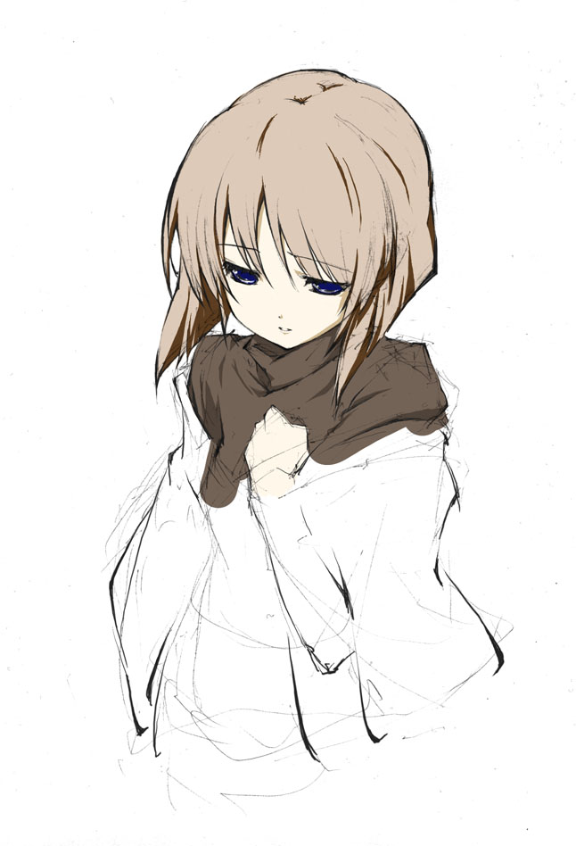 1girl, blue_eyes, brown_hair, female, kanon, misaka_shiori, naporu, short_hair