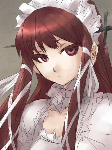 1girl, atlus, bk, brown_eyes, brown_hair, gothic_lolita, lolita_fashion, long_hair