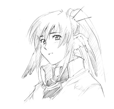 1girl, animal_ears, hair_ornament, hairpin, head_wings, long_hair, lowres, monochrome