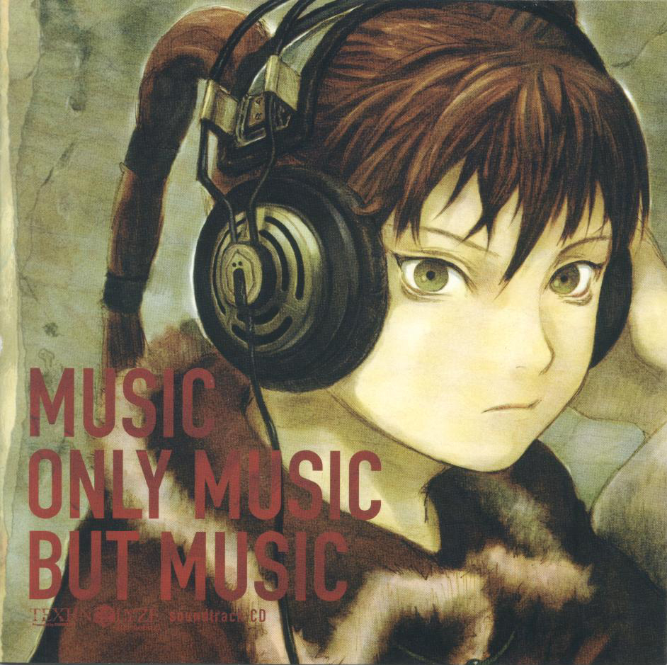 00s, 1girl, abe_yoshitoshi, album_cover, cover, headphones, ran_(texhnolyze), redhead