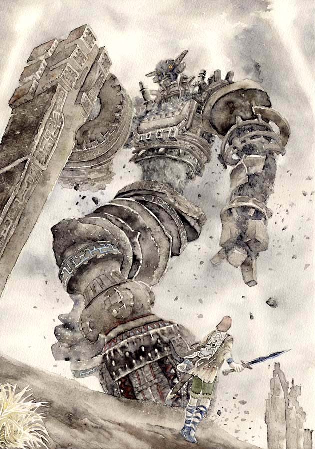 1boy, attack, colossus, fighting, gaius, game_console, male_focus, playstation_2