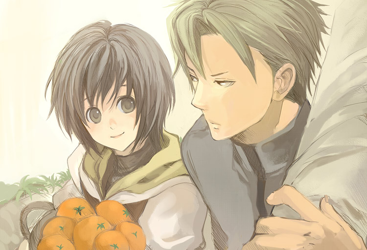 aran_(fire_emblem), black_eyes, black_hair, fire_emblem, fire_emblem:_akatsuki_no_megami, fire_emblem_radiant_dawn, green_hair, hanakago, laura, laura_(fire_emblem), short_hair, smile