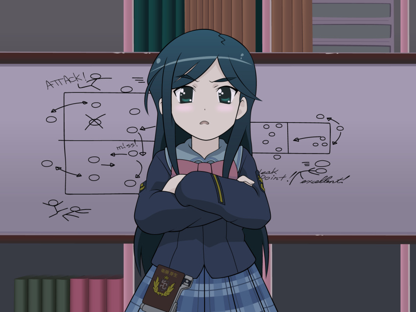 1girl, dodgeball, etou_mei, gakuen_utopia_manabi_straight!, highres, mediaworks, plaid, plaid_skirt