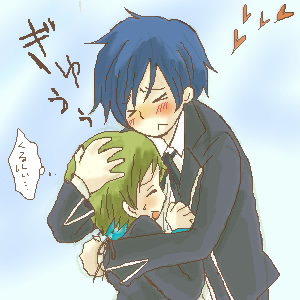 1boy, 1girl, arisato_minato, atlus, blush, chin_rest, couple, hand_on_another's_head