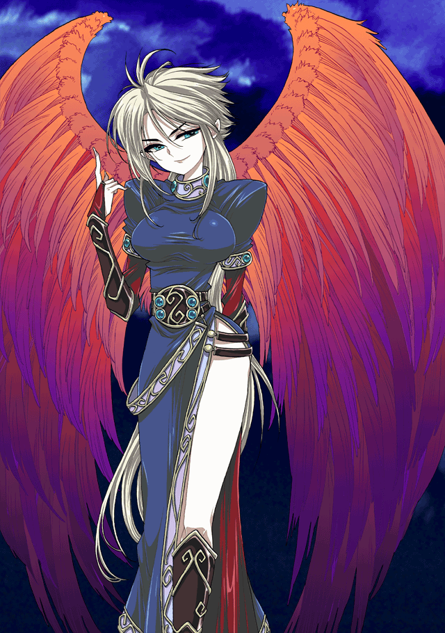 1girl, angel_wings, bad_id, blonde_hair, boots, breasts, breath_of_fire, breath_of_fire_ii