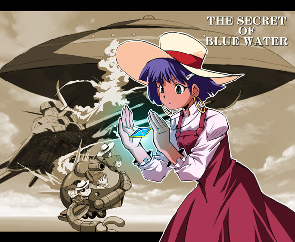 3boys, 3girls, 90s, dress, earrings, fushigi_no_umi_no_nadia, grandis_granva, gratan