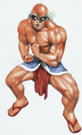 1boy, atlus, gouketsuji_ichizoku, kokuin_kanji, kokuuin_kanji, loincloth, lowres, male_focus