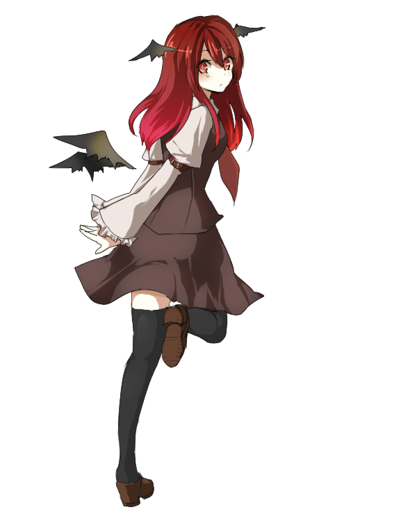 head_wings, headwings, kame, koakuma, long_hair, red_eyes, red_hair, redhead