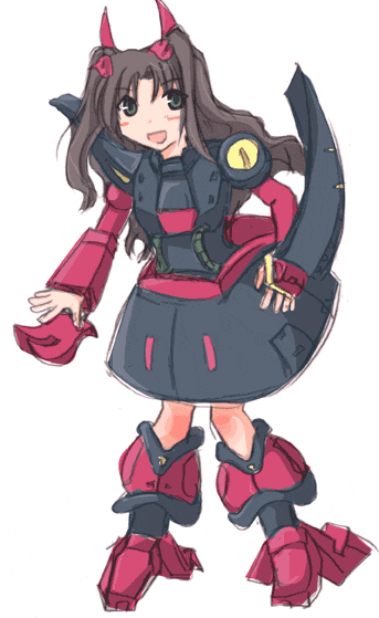 1girl, baund_doc, fate/stay_night, fate_(series), gundam, mecha_musume, solo, tohsaka_rin