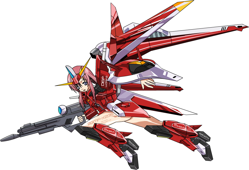 00s, 1girl, gundam, gundam_seed, gundam_seed_destiny, hair_ornament, mecha, mecha_musume
