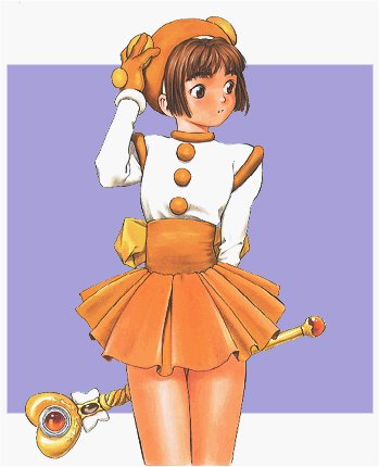 1girl, atlus, brown_hair, gouketsuji_ichizoku, hananokouji_kurara, lowres, murata_renji, official_art