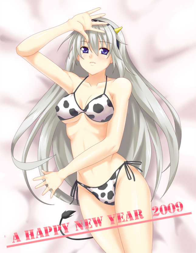#1, bikini, blue_eyes, clannad, cow_girl, cow_print, cowgirl, hairband