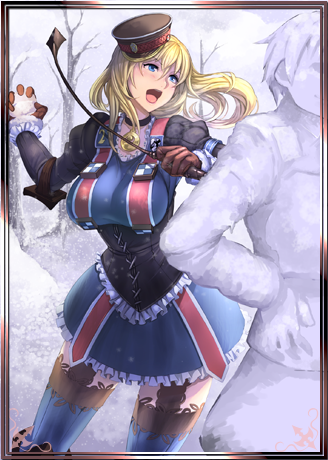 1girl, blonde_hair, blue_eyes, blue_legwear, breasts, garter_straps, large_breasts, leila_peron