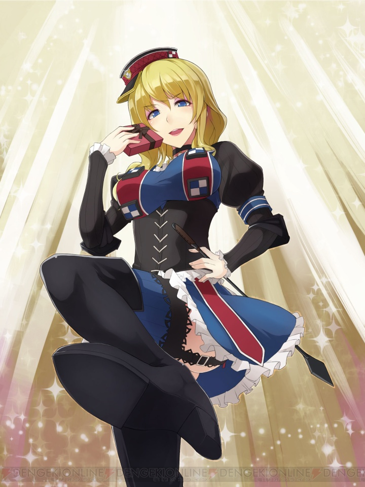 1girl, blonde_hair, blue_legwear, boots, box, from_below, garter_straps, gift