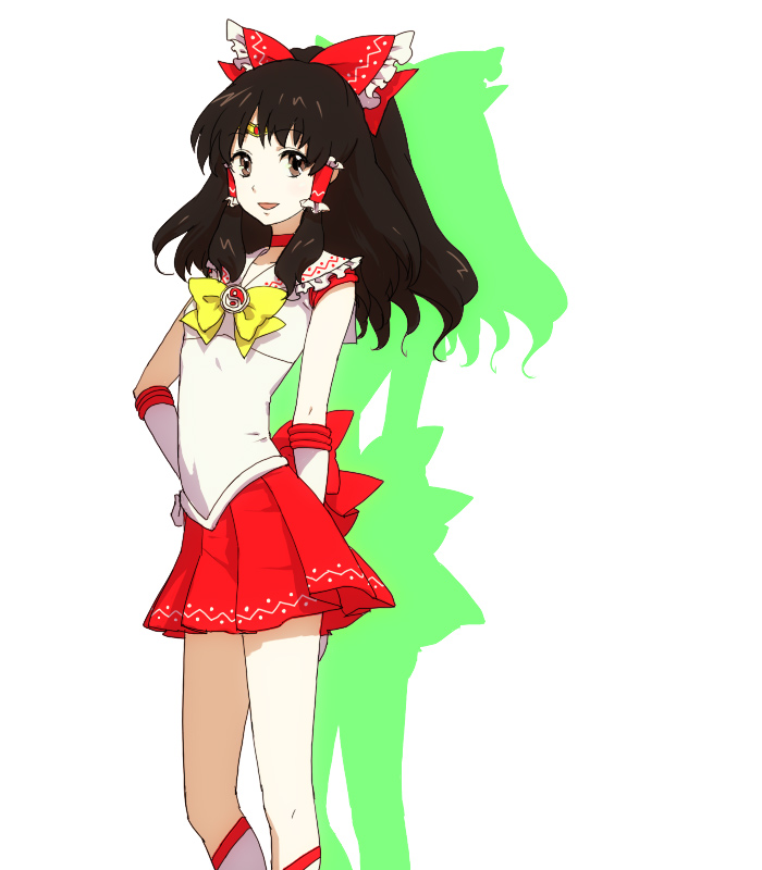 bishoujo_senshi_sailor_moon, black_hair, bow, brown_hair, cosplay, egawa_satsuki, flat_chest, gloves