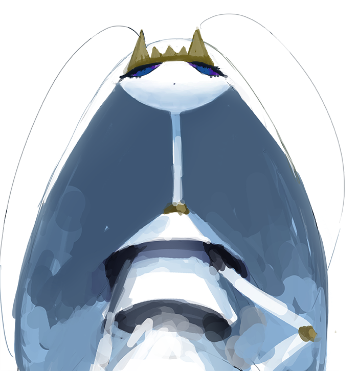 antennae, blue_eyes, cockroach, eyelashes, from_below, hand_on_hip, insect, no_humans