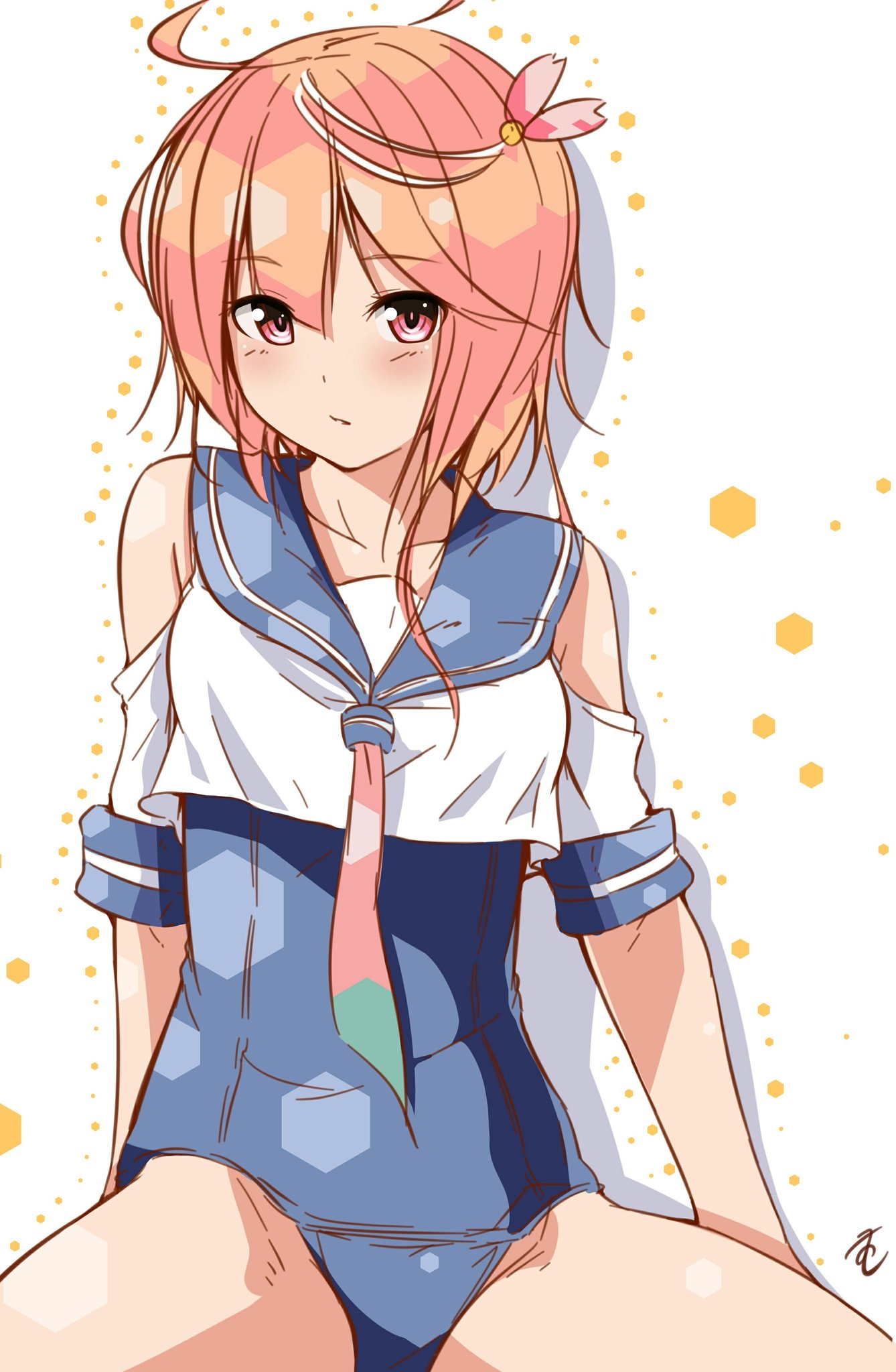 1girl, ahoge, blush, hair_ornament, highres, i-58_(kantai_collection), kantai_collection, necktie