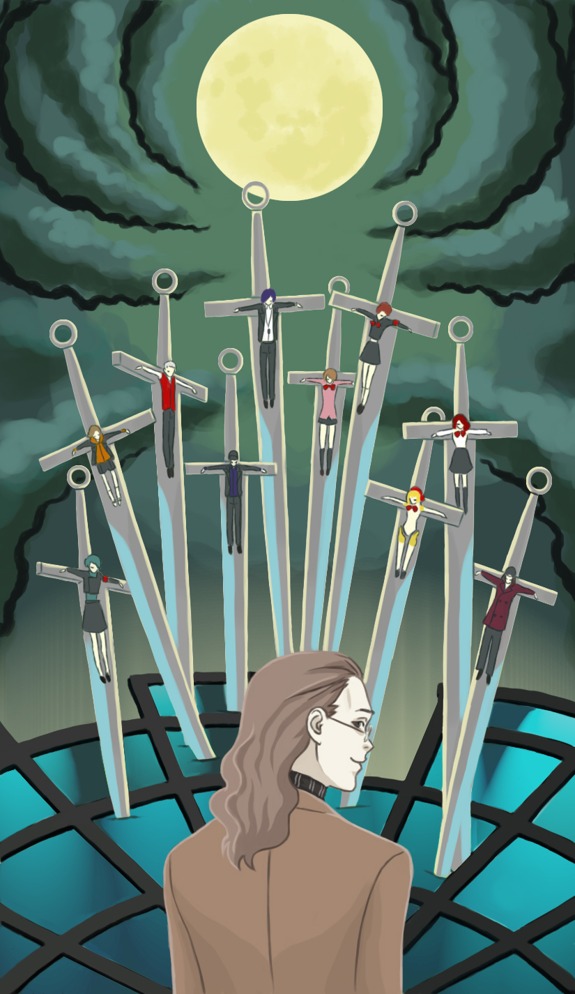 aegis, aegis_(persona), amada_ken, arisato_minato, card_(medium), eugenia_beilschmidt, female_protagonist_(persona_3), highres