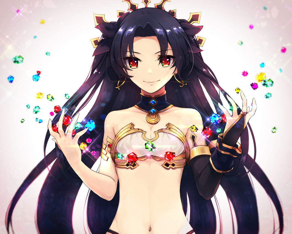 1girl, armlet, asymmetrical_sleeves, bare_shoulders, between_fingers, bikini, bikini_top, black_gloves