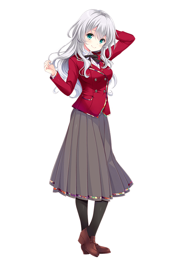 1girl, anette_olga_karasawa, blue_eyes, full_body, girlfriend_(kari), girlfriend_note, long_hair, official_art