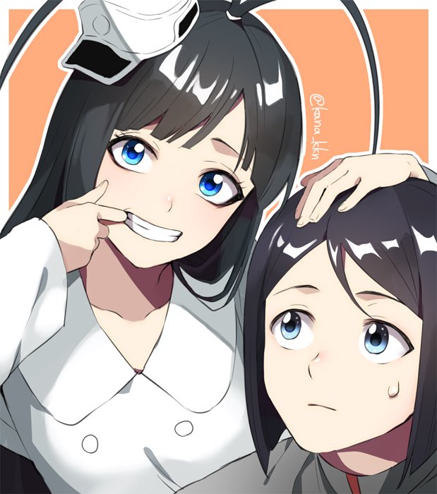 2boys, antenna_hair, black_hair, bleach, blue_eyes, giselle_gewelle, hat, kana