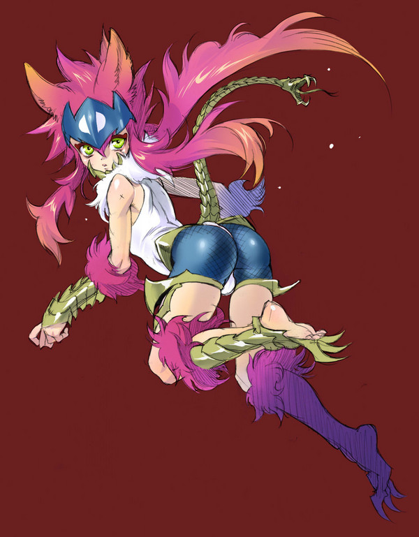 1boy, animal_ears, ass, commentary, from_behind, green_eyes, hitomaru_(obata_yayoi), kujou_kiyo, long_hair, male_focus, monster_boy, original, redhead, solo, tail, trap, wolf_ears