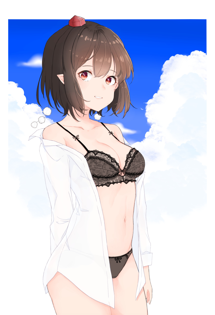 1girl, black_bra, black_hair, black_panties, bow, bow_panties, bra, breasts
