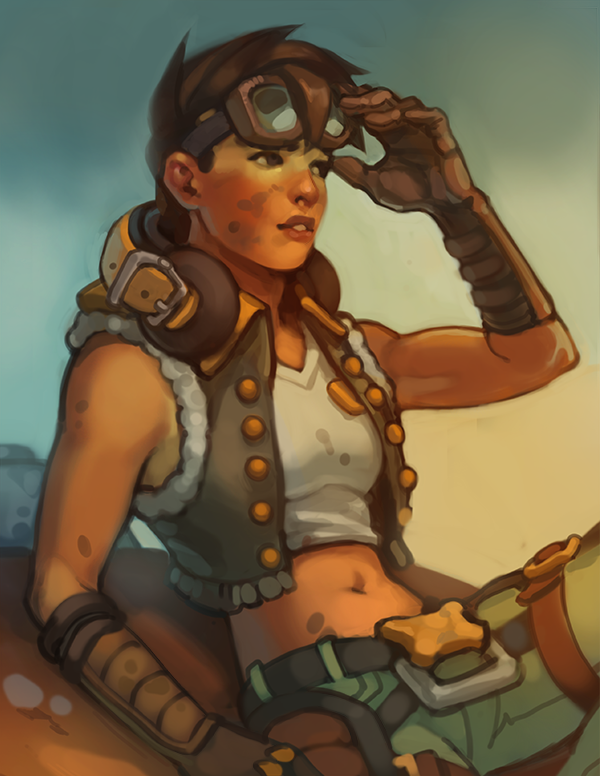 1girl, alternate_costume, alternate_hair_length, alternate_hairstyle, belt, blue_pants, breasts, brown_eyes
