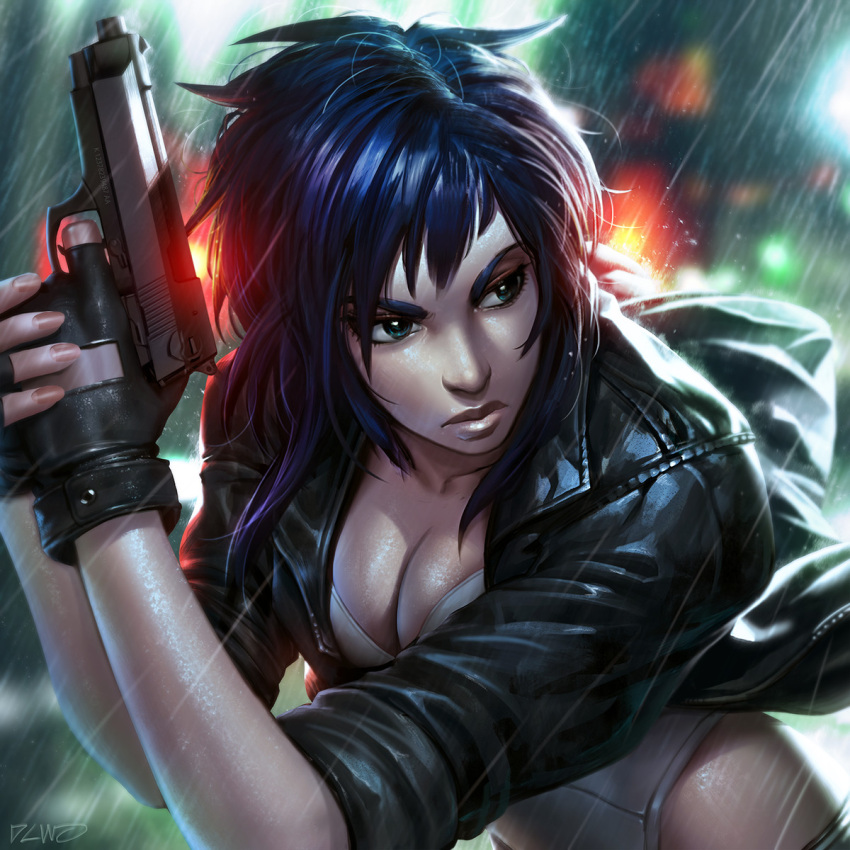 1girl, bangs, black_gloves, black_jacket, blue_eyes, blurry, blurry_background, bokeh