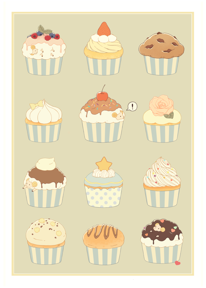 !, cherry, commentary_request, cupcake, flower, food, fruit, heart