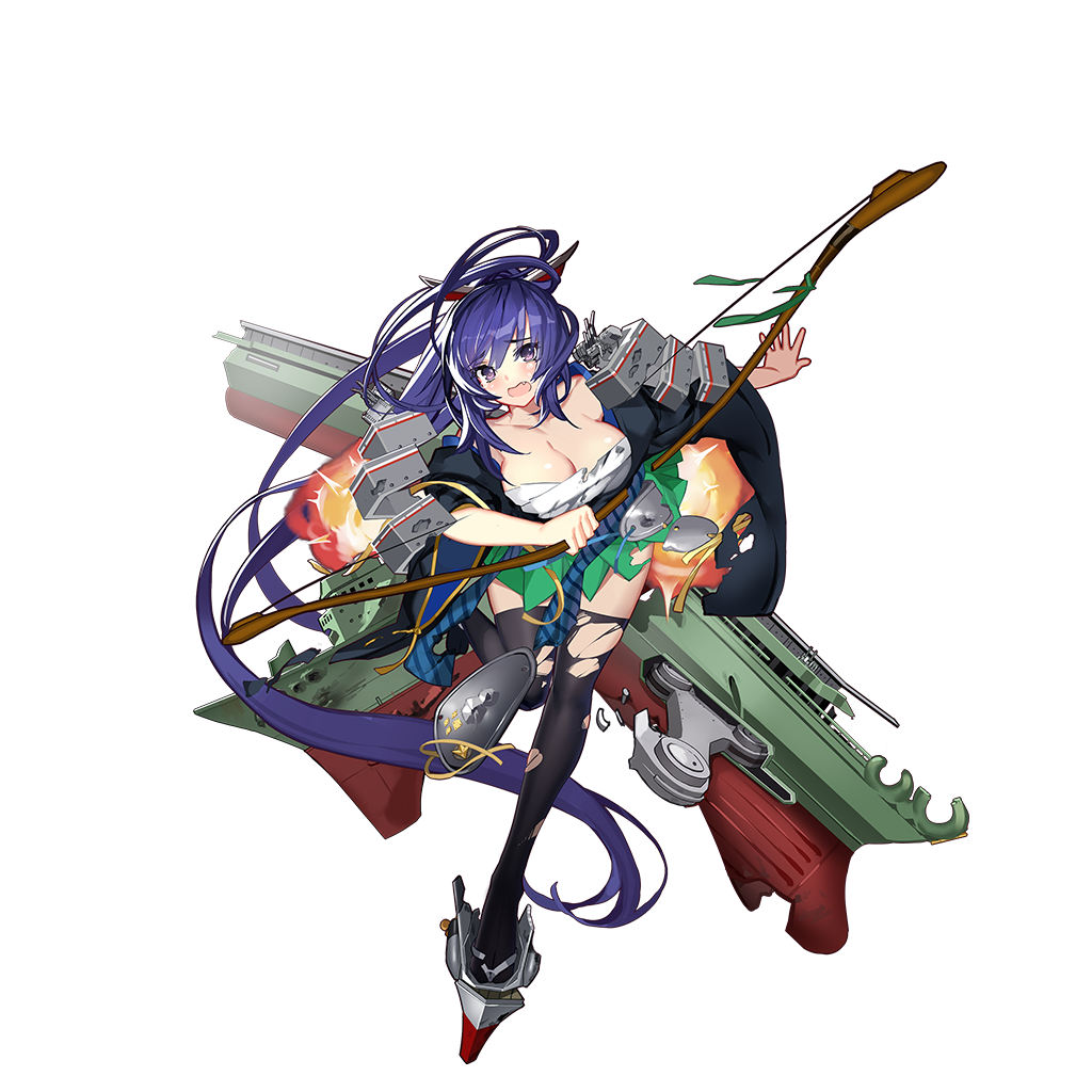 1girl, armor, black_kimono, black_legwear, blue_hair, blush, bow, breasts