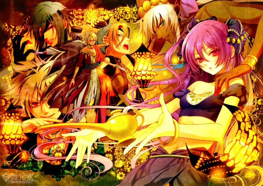 aspashia_(desert_kingdom), desert_kingdom, hanamura_mai, ishmael_yahav, pink_eyes, purple_hair, regeta_samal, sera_(desert_kingdom)