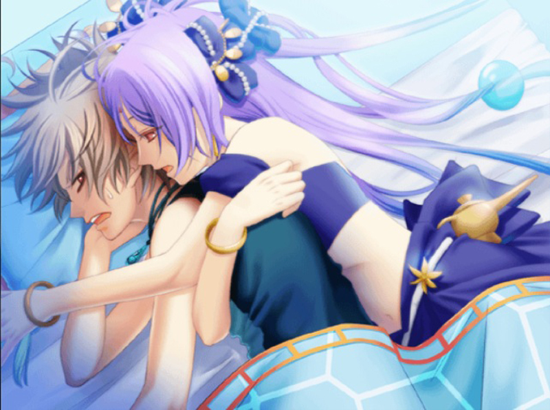 aspashia_(desert_kingdom), brown_hair, desert_kingdom, hanamura_mai, ishmael_yahav, red_eyes