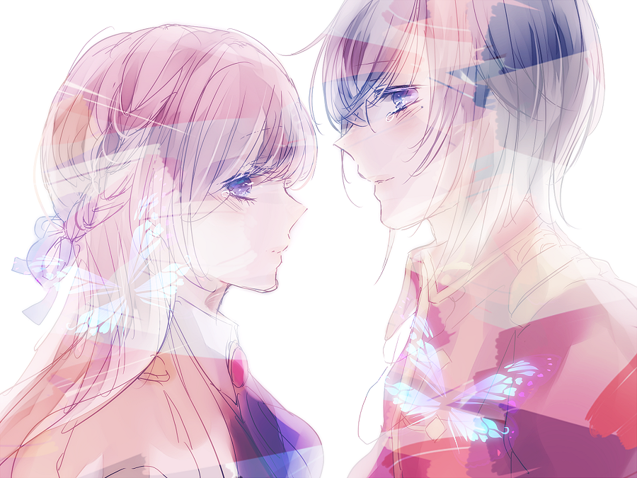 blue_eyes, koyuri, nike_(senjou_no_waltz), pink_hair, ran_(senjou_no_waltz), senjou_no_waltz