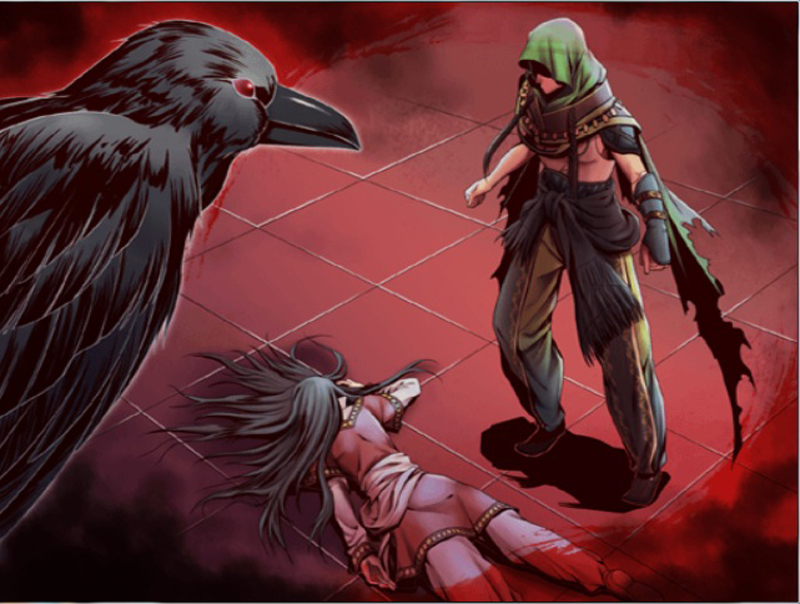 blue_hair, desert_kingdom, hanamura_mai, red_eyes, vee_(desert_kingdom)