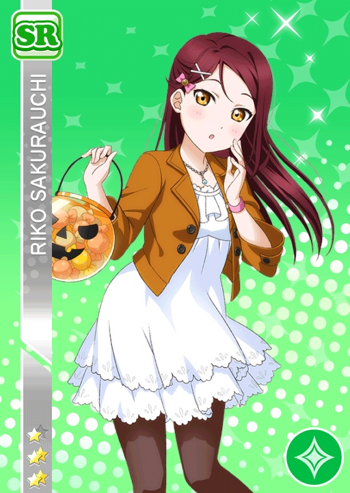 blush, brown_eyes, character_name, dress, long_hair, love_live!, love_live!_sunshine!!, maroon_hair