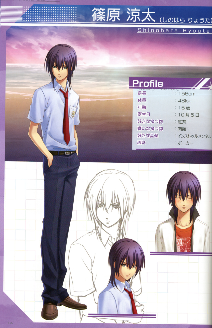 grey_eyes, natsuzora_no_monologue, purple_hair, rokumaru_(artist), shinohara_ryouta