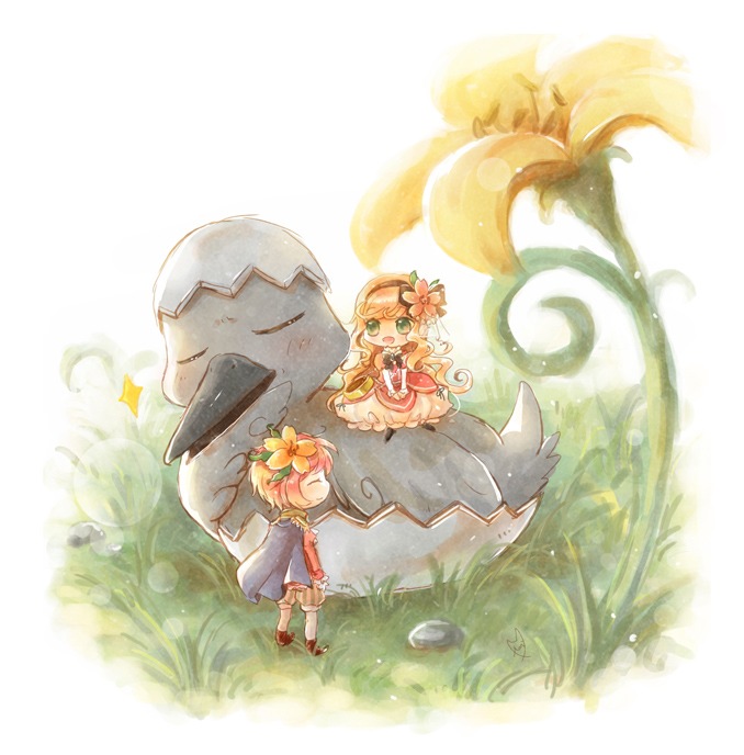 blonde_hair, charlotte_(zettai_meikyuu_himitsu_no_oyayubi-hime), green_eyes, lupian_(zettai_meikyuu_himitsu_no_oyayubi-hime), remythxx, ugly_duckling, zettai_meikyuu_himitsu_no_oyayubi-hime