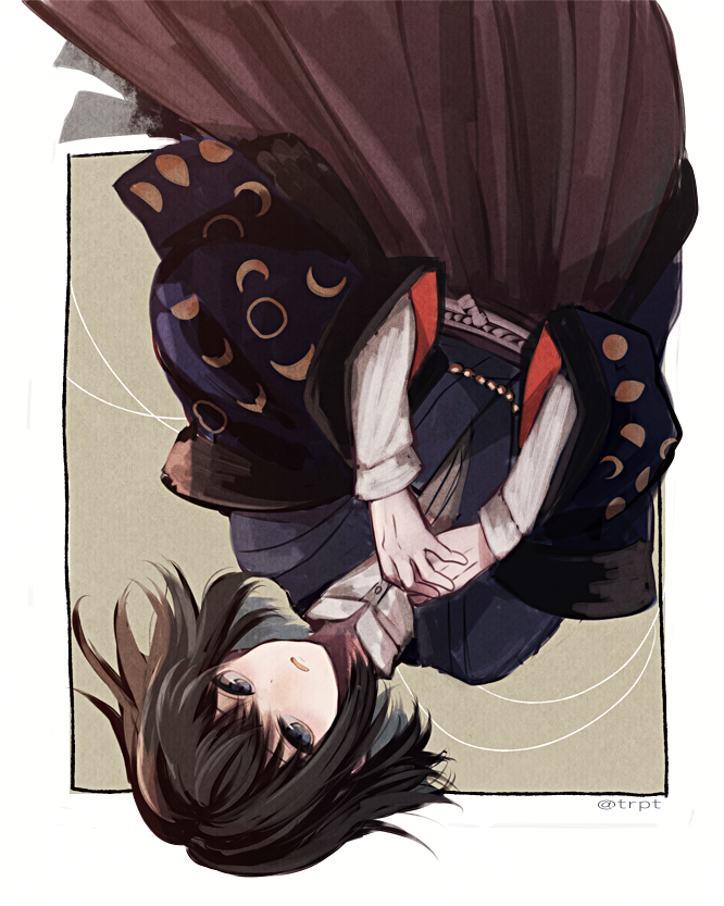 1boy, bungou_to_arukemisuto, crescent_moon, hagiwara_sakutarou, hanten_(clothes), japanese_clothes, long_hair, male_focus