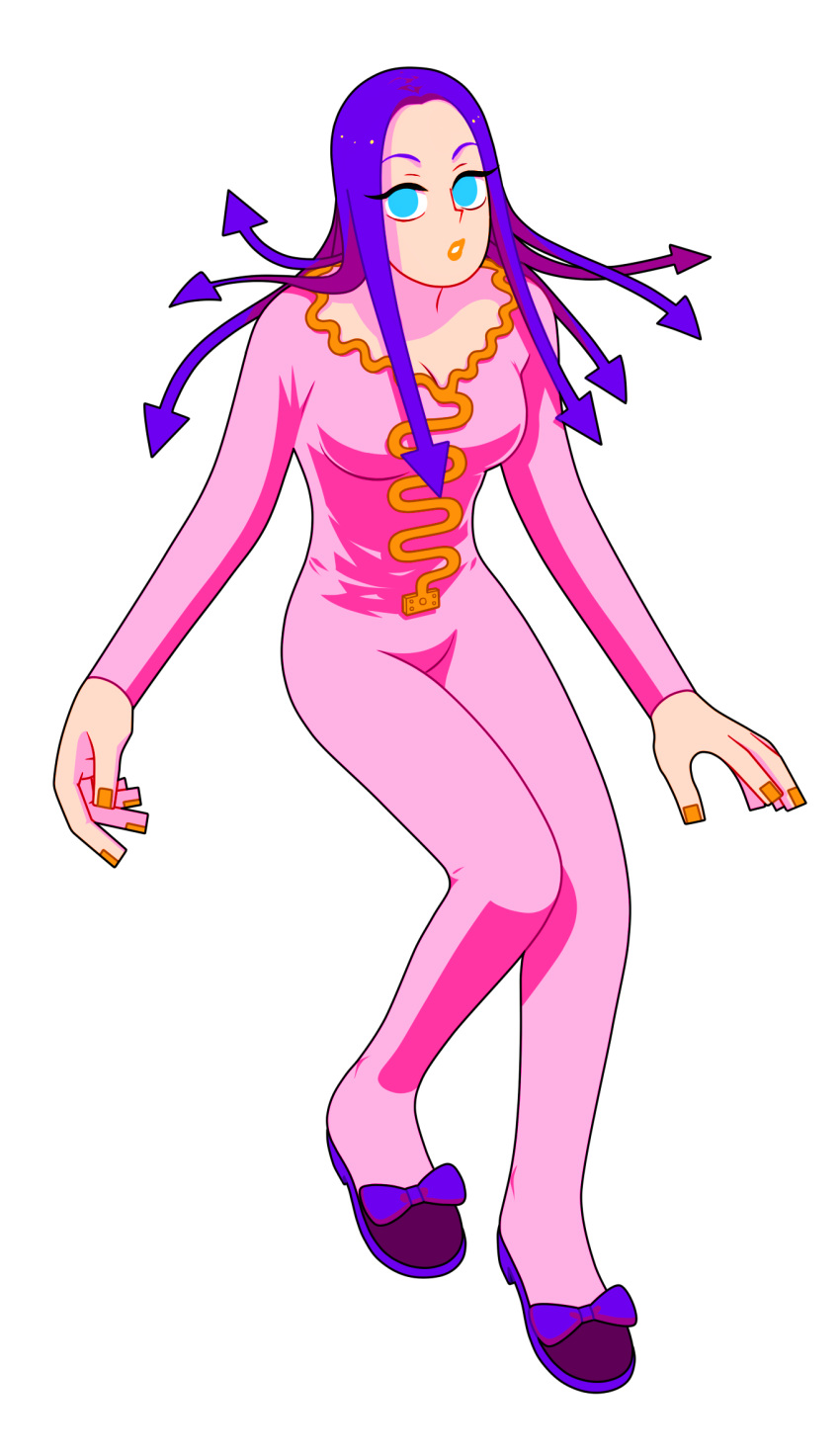 1girl, blue_eyes, bodysuit, higashikata_hato, highres, jojo_no_kimyou_na_bouken, jojolion, purple_hair