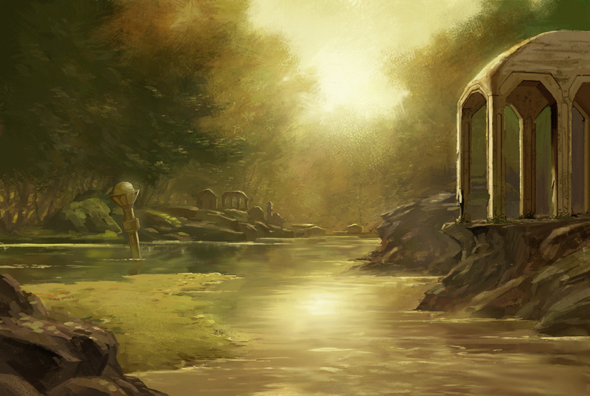 day, fantasy, lake, landscape, marktal, no_humans, original, outdoors