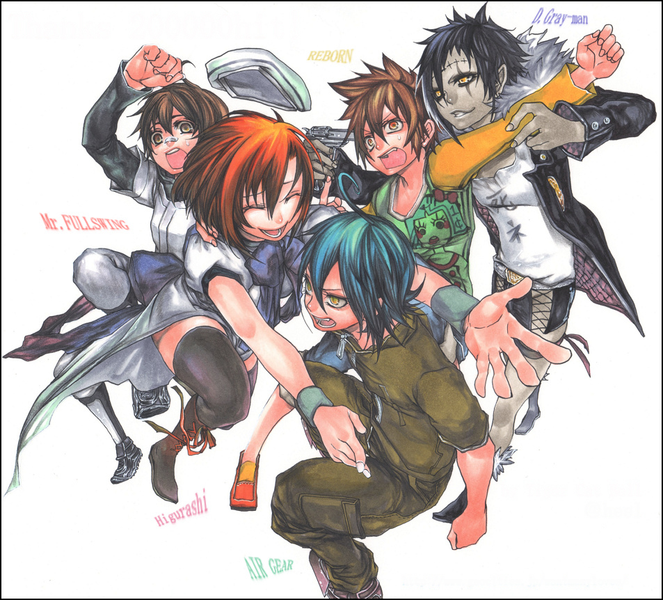crossover, d.gray-man, devit, everyone, higurashi_no_naku_koro_ni, inori_takeomi, katekyo_hitman_reborn, katekyo_hitman_reborn!, mr._fullswing, mr.fullswing, ryuuguu_rena, tcb, wanijima_akito