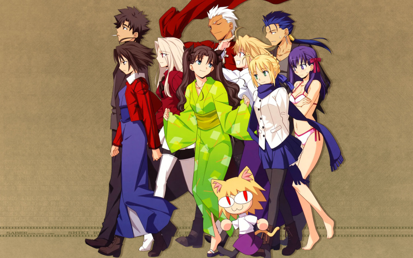 archer, arcueid_brunestud, bikini, emiya_kiritsugu, fate/stay_night, fate/zero, irisviel_von_einzbern, japanese_clothes